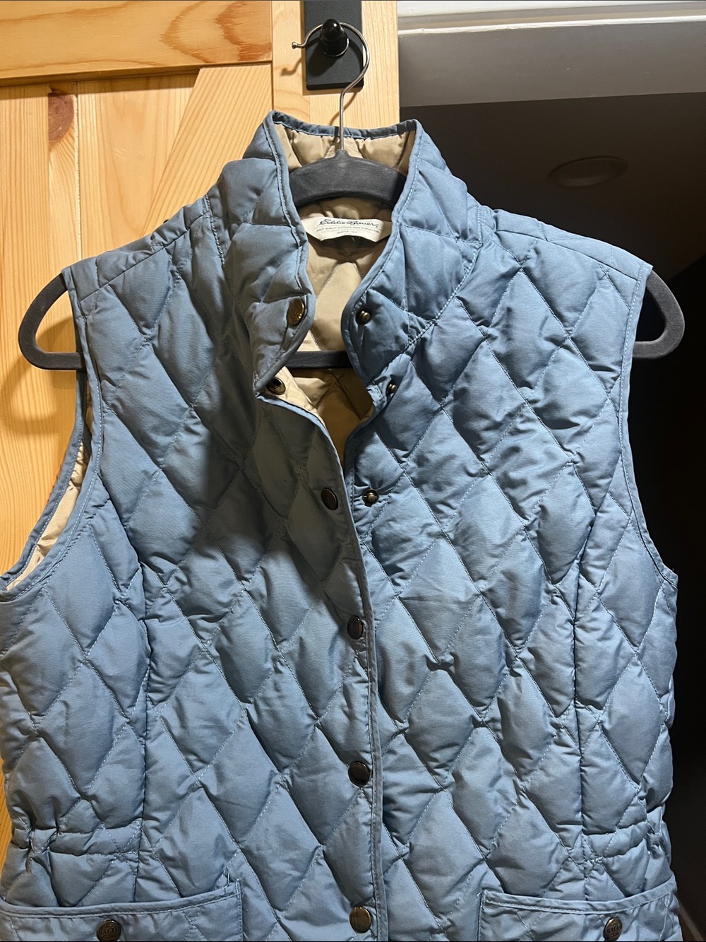 Eddie Bauer Light Blue Quilted Women's goose down vest size large